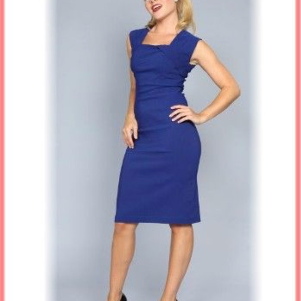 Bettie Page clothing Blue wiggle dress